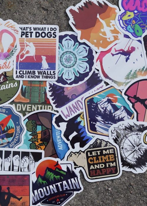STICKER SET: 5, 10 or 15 stickers for climbing and bouldering. Waterproof vinyl decals for outdoor gear. Decorate your laptop, notebook, bot