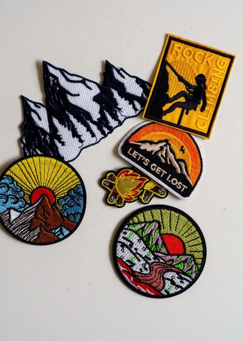 Mountain and Sunset Patch. Iron-on or embroidered patch. Gift for climbers, outdoor lifestyle and clothing repairs