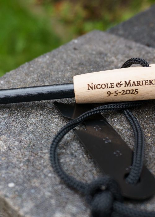 Personalized Fire Starter: Engraved Wood Handle Magnesium Fire Stick