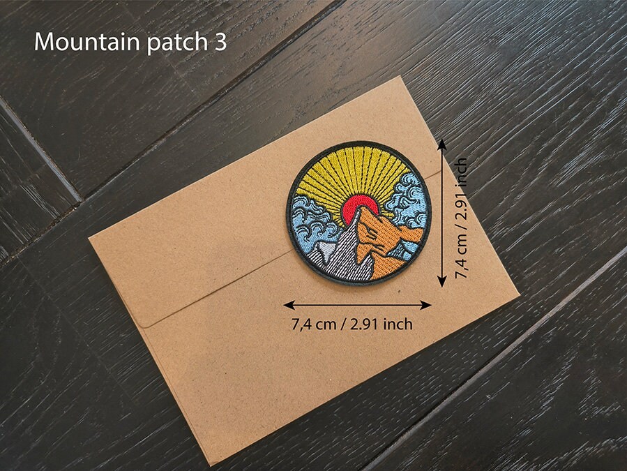 Embroidered Mountain Sunset Patch: Iron-On/Sew-On, Climber Gift - Afbeelding 3